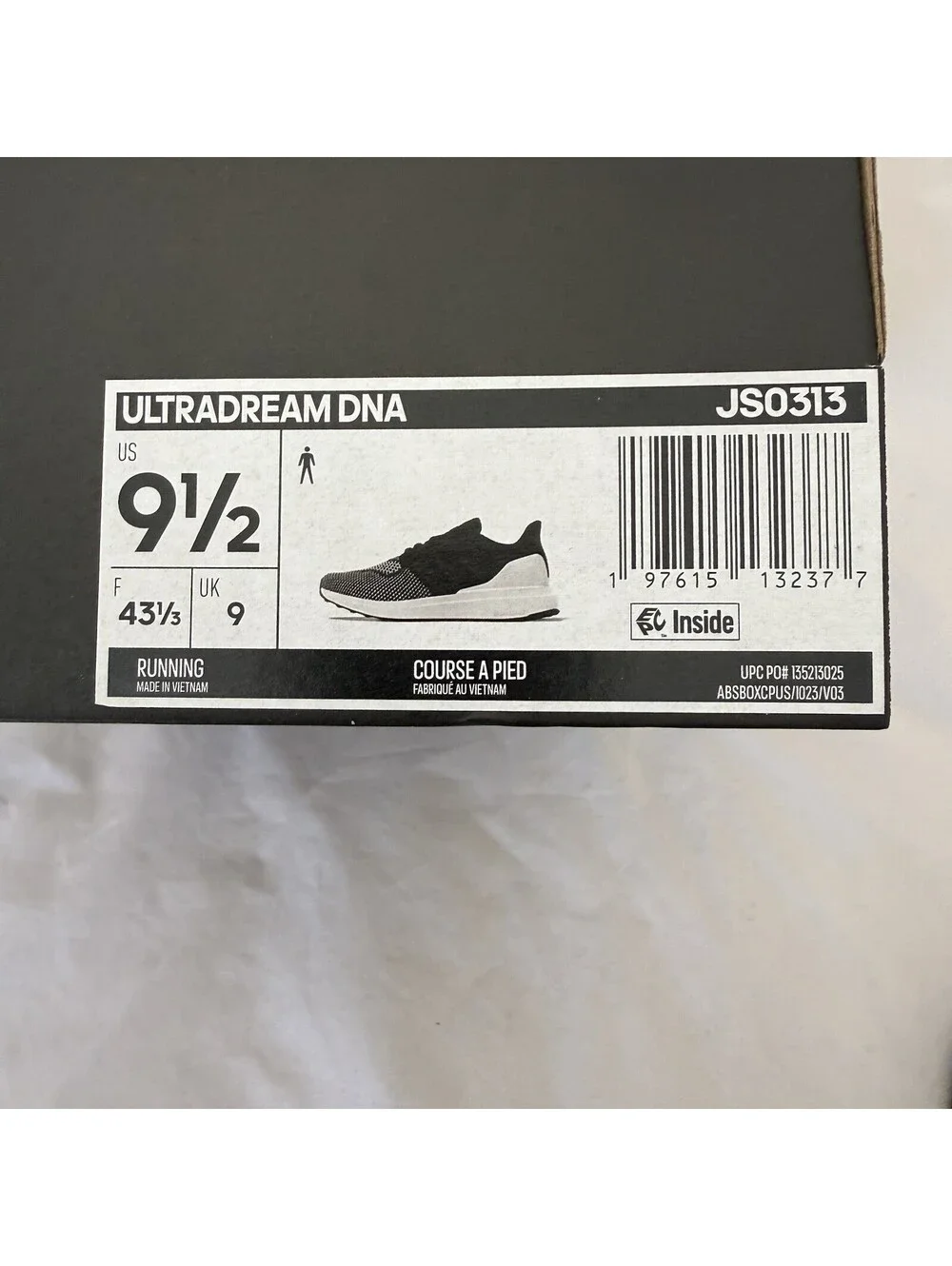Adidas Ultradream DNA Men's Shoes Size 9.5 Black White JS0313 Running Walking